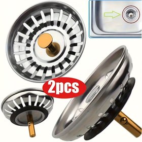 Resim 2 Adet Sağlam Metal Lavabo Filtresi ve Tıpa - Saç Tutucu, Mutfak/Banyo Gider Koruyucusu, Anti-Tıkanma Sistemi, Kolay Kurulumlu Lavabo Boruları için, Modern Evler İçin İdeal, Mutfak Lavabosu Su Filtresi, İşlevsel Süzgeç, Dayanıklı Yapı, Ev Eşyası 