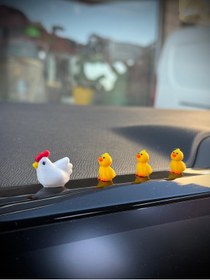 Resim SHHOBİ 4 Parça Sevimli Tavuk Ailesi Dikiz Aynası Süsü - Araba Ayna Süsü Araç İçi Torpido Aksesuar 