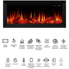 Resim Magel 200 - Isıtmasız Elektrikli Şömine Sınırsız Renkli Metal Çerçeveli 