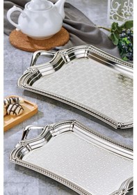 Resim Cooker 2'li Evenia Metal Dikdörtgen Gümüş Sunum Tepsisi 49x30 Cm Ve 37x23 Cm Ckr3568 Diğer 