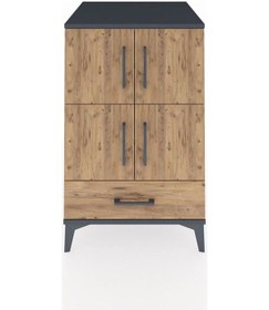 Resim Kronos Komodin 4 Raflı Tek Çekmeceli 4 Kapaklı 60x59x96 Antrasit-çam Antrasit 