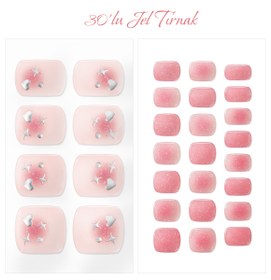 Resim Gelato Factory - Solar Cured Gel Pedi #PD*003 Kitsch Cheek * Jel Oje Bantı Takma Tırnak 30'lu AYAK için 