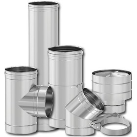 Resim PELET SOBA BORUSU / BOY: 25-16 CM / ÇAP: 8 CM / KROM RENK / 304 KROM / CONTALI / BABA'S STOVE - 