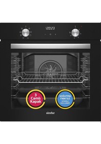 Resim Simfer 8208 9 Fonksiyon QS Siyah Cam Ankastre Fırın Power Turbo Dijital 