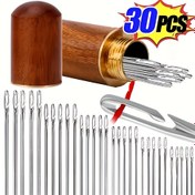 Resim 30 Adet Kolay Dikiş İpliği Dikiş İğnesi Seti Ahşap Saklama Tüpü ile - Çeşitli Boyutlar, Yaşlılar İçin Çok Uygun, El Dikişi, Quilting, Giysi Tamiri ve Çapraz Dikiş, Dikiş Malzemeleri Aksesuarları 