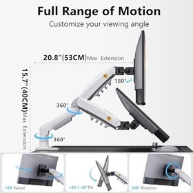 Resim NB North Bayou Monitör Masası Montaj Standı Tam Hareketli Döner Monitör Kolu Gaz Yaylı 17-30''Monitörler için (2 kg - 9 kg arasında) Bilgisayar Monitör Standı F80 (Beyaz) 
