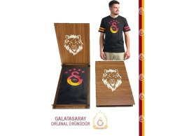 Resim Galatasaray Orijinal 5 Yıldız Siyah T-Shırt Hediyelik Ahşap Kutulu 