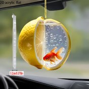Resim 2D Düz, 1 Adet Limon & Japon Balığı Araba Asma Süsü - Gerçekçi Limon Dilimi ile Yüzen Balık Dekorasyonu, Engel Olmayan Dikdörtgen Akrilik Kolye Arka Görüş Aynası için, Gösterge Paneli, Ev Dekoru - Zincirlerle Kolay Kurulum - Sürücüler İçin Otomobil İçi Aksesuar Hediyesi, 2D Düz 