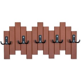 Resim Kahverengi Ahşap Duvar Ve Kapı Askısı Elbise Askılık piyano Model 5 Askılı Kahverengi 