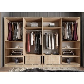 Resim Albero Sürgülü Çekmeceli Gardırop Dolap M 280cm Montaj Dahil 