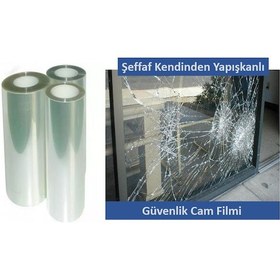 Resim Kendinden Yapışkanlı Şeffaf Cam Koruma Güvenlik Cam Filmi 