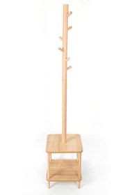 Resim Evnalia 8 Askılı Portmanto Komodinli Ayakkabılık Vestiyer Naturel Ağaç Antre Ev Ofis 170x35x35 Cm 