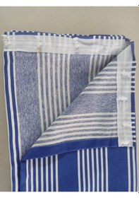 Resim Ceylan Home Balkon Perdesi Kuş Gözü Ölçü Seçenekli Mavi İnce Çizgili Mavi 