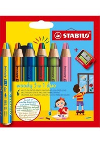 Resim Stabilo Woody 3in1 Duo Kuru Boya 6 Renk Eo8826-2 