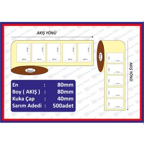 Resim Özsaraç Etiket Eco Termal Etiket 80 x 80 MM 500'lü Sarım 