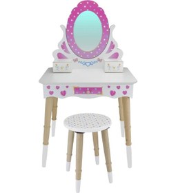 Resim Ahşap Oturaklı Güzellik Masası - Makyaj Seti - Ahşap Güzellik Seti - Makyaj Masası 1 Adet 