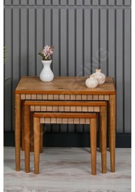 Resim Faymend Luna Atlantik 3'lü Lüx Ahşap Sehpa Atlantik 