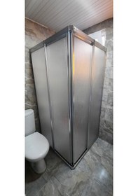 Resim Girayduşakabin 100x100 Parlak Profil Mika Köşe Girişli Kabin Gümüş 