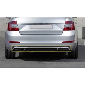 Resim Vd Trade Skoda Octavia 3 (A7) Sd Egzoz Çerçevesi + Ara Çıta 3 Parça Paslanmaz Çelik 2013 > 
