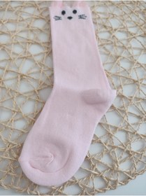 Resim sun desing Pembe Kedili Çocuk Çorap Çocuk Dizaltı Çorap Çocuk Kedili Dizaltı Çorap Tüllü Çorap 