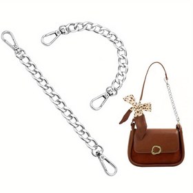 Resim Alüminyum Kaldırım Bağlantıları ve Dayanıklı Döner Tokaları ile 2 Parçalı Metal Çanta Askı Uzatıcıları, Ayarlanabilir 19.99cm'den 21.79cm'ye 