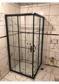 Resim Nokta Duşakabin Teknesiz Kare Cam Duşakabin Karolaj Desenli Şeffaf 