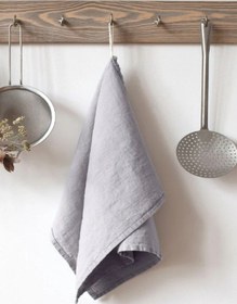 Resim Açık Gri Keten Mutfak Havlusu 4'lü Set 45x65 Cm 