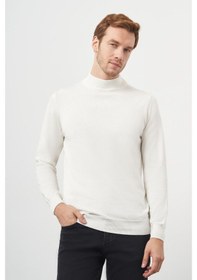 Resim Morven Erkek Ekru Basic Yarım Balıkçı Yaka Dynamic Fit Rahat Kesim Triko 26kc017001454 Ekru Ekru 