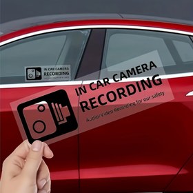 Resim 2-Pack Vinil Araba Kamera Kayıt Uyarı Etiketleri, Renkli Sesli/Video Kaydedici Uyarı Çıkartmaları, Siyah & Beyaz Güvenlik Tanımlama Etiketleri Araç İçin 