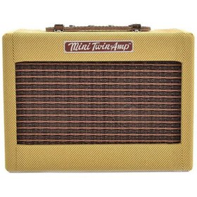Resim Fender 0234811000 Mini '57 Twin Tweed Pilli Elektro Gitar Amfisi | Vintage Tweed Görünümü Gerçek Ahşap Kabin ve Distortion Efekti 