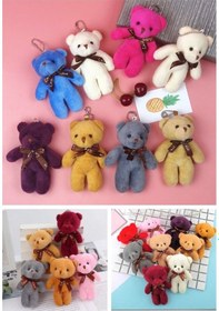 Resim Çanta Süsü Aksesuarı Anahtarlık 6 Adet Peluş Ayıcık Set Mini Yumoş Karışık Renk Çanta Süsü 11 Cm Çok Renkli 