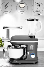 Resim Yui M120 Multi-fonksiyonel 3'ü Bir Arada Stand Mikser Kıyma Setli Ve Blender Özellikli Gri 