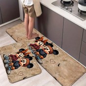 Resim Mickey ve Minnie Karikatür Polyester Kapı Matı, Mutfak Matı, Ev Dekorasyonu için Uygun, Giriş, Çamaşır Odası, Banyo, Mutfak, Veranda için Uygun - Hafif, Makinede Yıkanabilir, Temizlemesi Kolay, Noel Hediyesi 