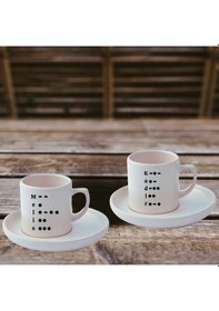 Resim Kişiye Özel Mors Alfabesi Tasarımlı Türk Kahve Fincanı Ve Altı 343615 