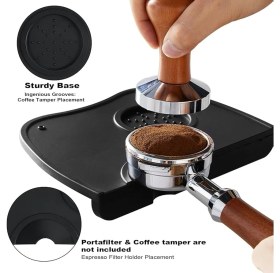 Resim Espresso Barista Tamper Temper Tamping Mat Düz Taban Siyah Silikon 