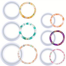 Resim 3 adet Daireli Bilezik Seti, Silikon Kalıplar, DIY Epoksi Reçine Bilezikler, DIY Takı Yapımı Araçları 