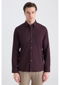 Resim Twn Slim Fit Mürdüm Düz Gömlek 5ef02ad10288m Mrd 