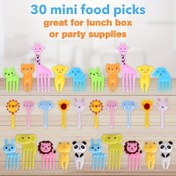 Resim 30 Adet Hayvan Temalı Mini Plastik Çatallar - Renkli Zürafa, Aslan, Fil, Ayı & Tavşan Tasarımları Çocuk Partileri, Bento Kutuları, Piknikler ve Kamp için, Safari Parti Malzemeleri 