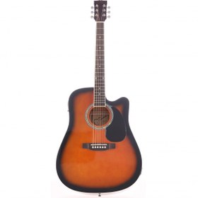 Resim Almira F650N-SBC Elektro Akustik Gitar - Sunburst (Başlangıç/Orta - Cutaway Kasa) | Sunburst Finish, Sahne Kullanımı İçin Ekolayzer Sistemi, Kapalı Mekanizma Burgular | Ölçüler: 41 İnç Standart Dreadnought 