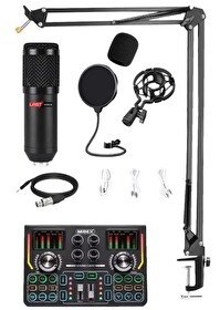 Resim Lastvoice BM800 Titanium V2 PC ve Telefon Set Efektli Ses Kartı Mikrofon Stand Kayıt Canlı Yayın 
