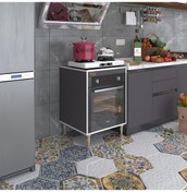 Resim Kenzlife Ankastre Modülü Kabini Pança Tantra Gri 89-81 60 56 Fırın Ocak Dolabı Ayarlı Ayaklı Üstü Kapalı 