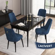 Resim Canisa Concept Mdf Are Serisi 80 x 132 cm Açılabilir Siyah Mermer Desen Mutfak Masası Takımı 4 Sandalye 