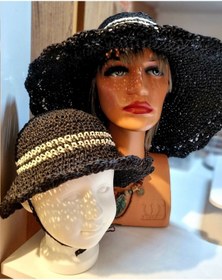 Resim Zuviel Deco Handmade Siyah hasır bağlamalı çocuk şapkası,bebek şapkası, plaj şapkası 