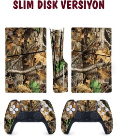 Resim KT Decor Woodland Kamuflaj Playstation 5 Full Sticker Kaplama Seti 