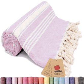 Resim Stripe Turkish Beach & Peshtemal Towel - Lilac 