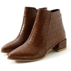 Resim Laura Sivri Burun Desen Detaylı Topuklu Bot Kahverengi 