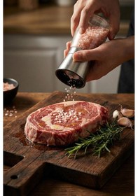 Resim Şeffaf Cam Tuz Ve Karabiber Değirmeni & Paslanmaz Çelik Ayarlanabilir Öğütücü 13 Cm Şeffaf 