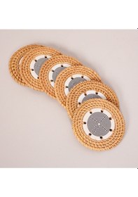 Resim Labirent 6'lı Doğal Rattan Ve El Yapımı Seramikli Bardak Altlığı Diğer 