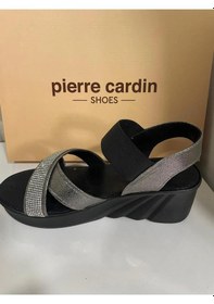 Resim Pierre Cardin 3518 Taş Şeritli Çapraz Lastikli Dolgu Topuk Kadın Sandalet 001 
