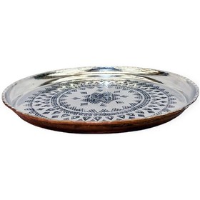 Resim Zımba İşlemeli Bakır Tepsi 23 Cm Gri - Siyah 